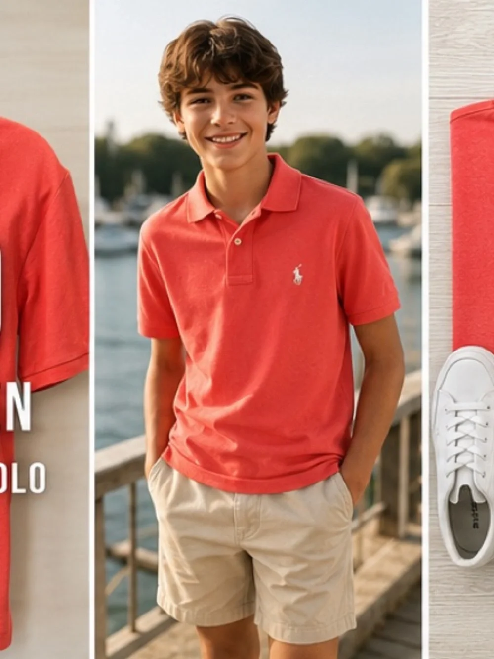 Polo Ralph Lauren Boys Classic Fit Polo Coral NWT Size L 14-16 100% Cotton